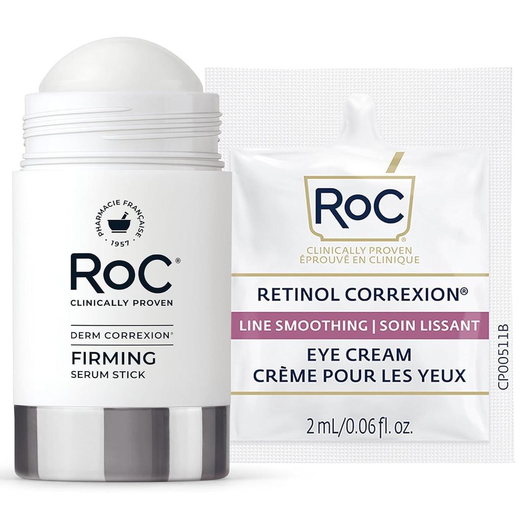 RoC Derm Correxion Retinol Firming Serum Stick with Antioxidants to Visibly Tighten and Firm Wrinkles and Laugh Lines 1.0 oz plus Retinol Eye Cream Packette