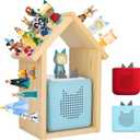 Taladad for TonieBox 2/1 Tonies Storage with 35Pcs Adhesive Metal Plate for Tonie Box Figures Characters Shelf Magnetic Wooden Shelf
