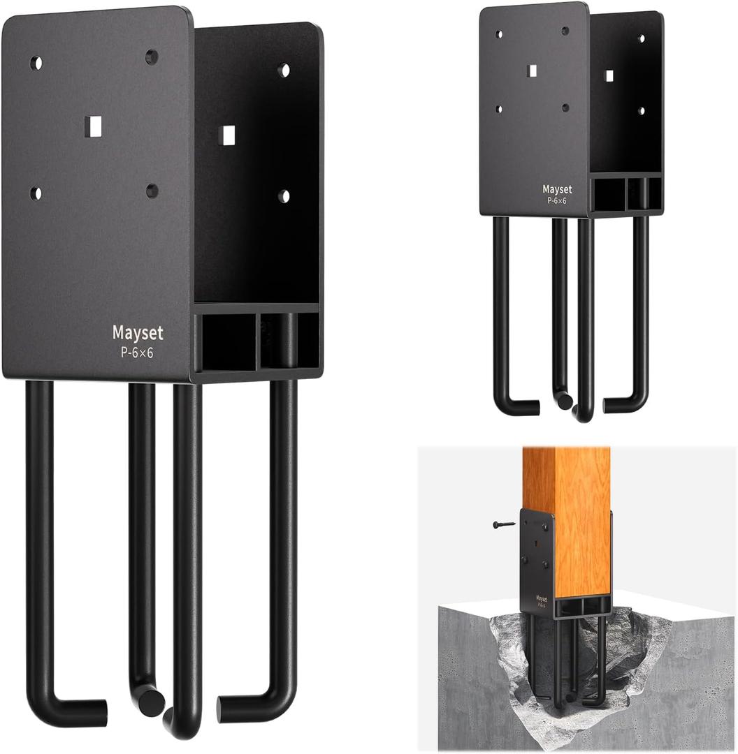 6x6 Concrete Post Anchor, Heavy Duty Stainless Steel Concrete Fence Post Holder with Air Flow Channe Post Base Bracket for Fence, Deck Railing,Pergola, 2Pack[Patent Pending]