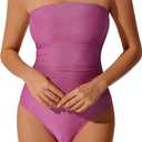 RXRXCOCO Women Tummy Control One Piece Swimsuits Ruched Strapless Bathing Suits Slimming Swimwear,medium