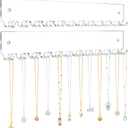 Acrylic Necklace Holder 2 Pack Wall Mounted Necklace Organizer Hanging Jewelry Organizer with 12 Hooks for Necklaces, Bracelets, Rings and Bangles Display