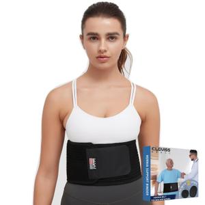 Umbilical Hernia Belt - Ergonomic Abdominal Binder Adjustable Truss Support with 2 Compression Pads for Naval, Ventral, Incisional, Epigastric, Belly Button Hernias, Pre Post Surgery(Black S-M)