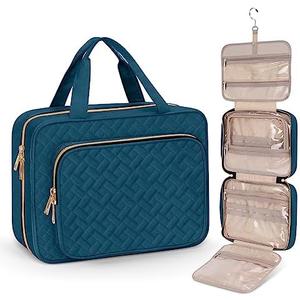 Wedama Toiletry Bag for Women, Large Cosmetic Travel Bag, Hanging Toiletry Bag for Bathroom, Thickened PVC Waterproof Makeup Bag, Toiletries Bag for Travel Business Trips and Camping, Dark Blue