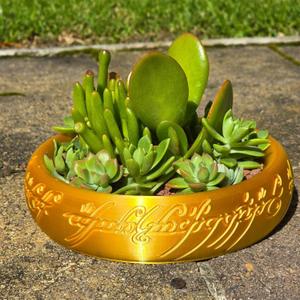 One Ring Succulent Planter Decor, One Ring Cacti & Bonsai Planter & Catchall, Unique Ring Jar for Cacti, Bonsai & Decor, Inspired by The Legendary Ring, Gift for The Ring Fans (5IN)