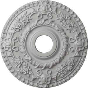 18"OD x 3 1/2"ID x 1 1/2"P Rose Ceiling Medallion (Fits Canopies up to 7 1/4"), Hand-Painted Frost