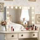 Ratsamee Hollywood Vanity Mirror with Lights, 23" x 18", 15 Dimmable Bulbs, 3 Color Lights, Make Up Lighted Mirror, USB Charging Port, Gifts for Women Wife Teengirls White