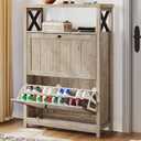 YITAHOME Shoe Cabinet with 2 Flip Drawers, Entryway Shoe Storage Cabinet with Open Shelves, Free Standing Hidden Shoe Rack Storage Organizer for Entryway/Hallway/Closet, Old Oak