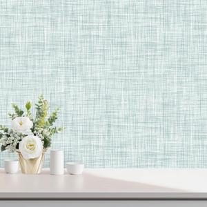 2 x Light Green Grasscloth Wallpaper Peel and Stick Wallpaper Texture Contact Paper 17.3"x120" Vintage Removable Waterproof Wall Paper for Room Walls Cabinets Furniture Drawers Desk
