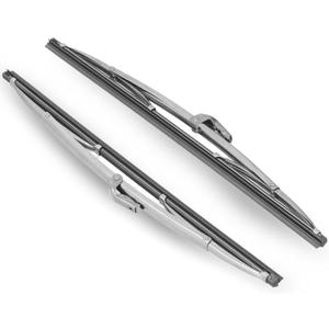 12" and 12" Vintage Front Windshield Wipers (Pack of 2), Polished Stainless Steel Bayonet Type Windshield Wiper Blades 6mm Bayonet Width for Oldtimers/Boat, Silver