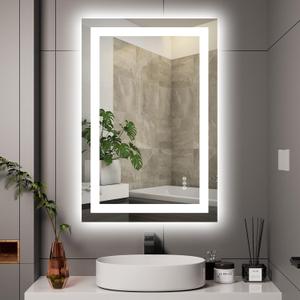 36X24 LED Bathroom Mirror with Lights, Anti-Fog, Dimmable, Backlit + Front Lit, Smart Bathroom Vanity Mirror, Memory Function, Shatterproof, Tempered Glass (Horizontal/Vertical) (24"L x 36"W, Led Bathroom Mirror (3 Light Modes))