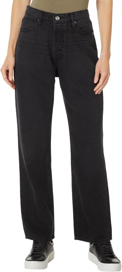 PAIGE Women's Sawyer Covered Button Fly Jeans, Dark Dawn Distressed, 29