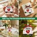 2 x Wedding Gifts for Couples 2025, First Christmas Married Ornament 2025 - Just Married Wooden Ornament - Mr and Mrs Bridal Shower Gifts for Bride Newlyweds, Wedding Gift for Christmas Decorations