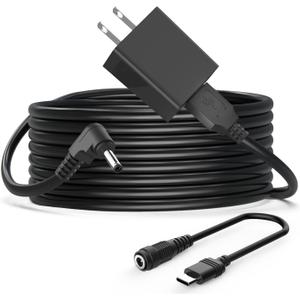 Cordro 13.2FT Charger Cable Power Adapter Compatible with Ring Stick Up Cam Battery/Plug-in 3rd Gen/2nd Gen & Ring Pan Tilt Stick Up Camera, Indoor/Outdoor Weatherproof Power Cord, Black