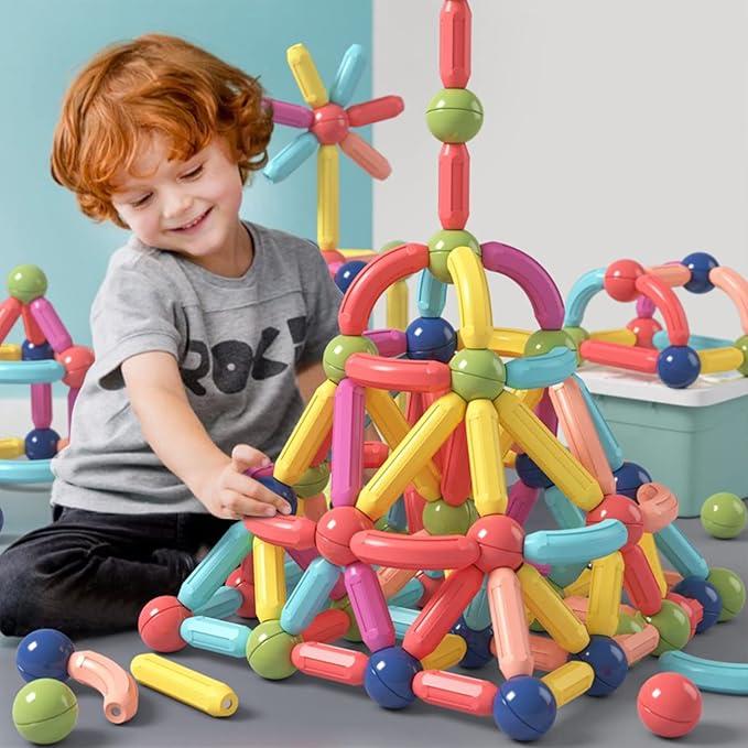 Magnetic Building Blocks for Kids Ages 4-8, STEM Construction Toys for Boys and Girls, Large Size Magnetic Sticks and Balls Game Set for Kid’s Early Educational Learning (53 PCS)