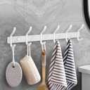 White Wall Hooks Heavy Duty, 23 Inch Coat Hooks Wall Mount with 8 Hooks, Wall Hooks Hangers for Entryway, Bathroom - for Hanging Backpack, Bag, Coat, Purse, Hat, Towel, Clothes