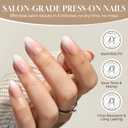 UNA GELLA Press On Nails Short Almond: Ombre Soft Gel Press Ons Kit with Nail Tips Glue on Nails, 16 Sizes - 32 Reusable Fake Nails, Pink Cream