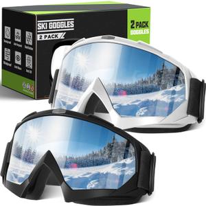 OXG Ski Goggles for Men Women, UV Protection Snowboard Snowsports Goggles for Kids Youth (Silver (Vlt 9.3%+ Silver (Vlt 9.3%))