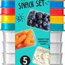 Fit + Fresh 1/2-Cup Snack Set, Condiment & Salad Dressing Containers, Reusable & Leakproof Lunch Containers, Perfect for Insulated Lunch Bag, Lunch Box & More, 5PK, Multicolor