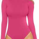 MANGOPOP Women's Mock Turtle Neck Long Sleeve Tops Bodysuit Jumpsuit XL