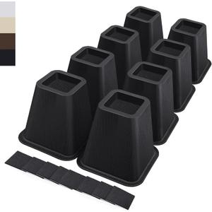ANNKUT 6 Inch Heavy Duty Bed Risers, Furniture Risers for Desk, Chair, Table or Sofa, Couch Lift Risers, Supports up to 2200 lbs per Leg(8 Pack Black)