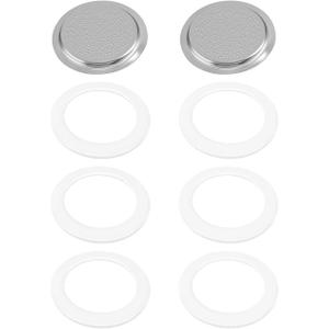 6 Pieces Moka Pot Replacement Cup Gasket with 2 Pcs Stainless Filter Silicone Moka Express Replacement Seals Funnel Kits Compatible Espresso Coffee Maker Parts(2-cup)