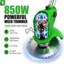 Cordless Weed Wacker with 2 Batteries, Lightweight 21V Weed Trimmer with Wheels, Electric Grass Trimmer, Adjustable Shaft Lawn Tool for Small Yard Tight Spaces