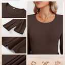 Ficerd 3 Pack Women's Ribbed Long Sleeve Tops, Crew Neck Slim Fit Undershirts Knit Basic Casual Stretch Layering Tee Shirts (XL)