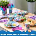 JOYIN 145 Pcs Mermaid Birthday Party Supplies with Banner, 24 Serves Tableware Set with Plates, Cups, Napkins, and Cutlery Sets for Valentines Anniversary Mermaid Themes Party Kids 6 7 8 Years