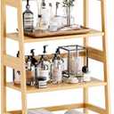 HITNET Ladder Shelf, 4-Tier Bookshelf, Bamboo Leaning Bookcase, Display Storage Rack Organizer, Freestanding Flower Plant Stand for Living Room, Home Office, Kitchen, Natural, 12.6" D X 20.87" W X 49.21" H