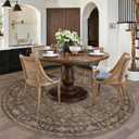 6x6 Washable Round Rug for Living Room Bedroom Vintage Brown Carpet Soft Low Pile Traditional Retro Non Slip Cirlce Rug for Dining Room Entryway Indoor Dorm Kitchen