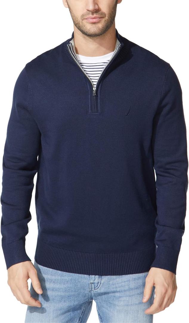 Nautica Men's Quarter-Zip Sweater (X-Large, Navy)