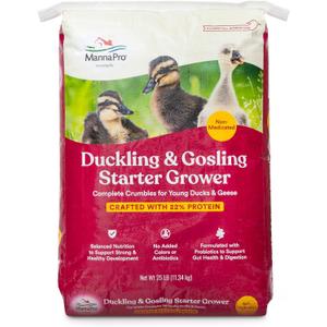 Manna Pro Duck Starter Grower Crumble - Non-Medicated Feed for Young Ducks - Supports Healthy Digestion - 25 Pounds Manna Pro Duck Starter Grower Crumble - Non-Medicated Feed for Young Ducks - Supports Healthy Digestion - 25 Pounds