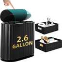 Small Bathroom Trash Can with Press Type Lid, 2Pcs Wicker Storage Baskets,Slim Black Bathroom Trash Can,Slim Plastic Narrow Trash Bin 2.6 Gallon Garbage Can