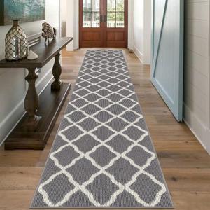SHACOS Runner Rug 2'x10' Washable Extra Long Entryway Runner Rugs Non Slip Rubber Backing Hallway Rug Runner Kitchen Carpet Runners, Light Gray