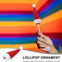 Amosfun 48pcs Mini DIY Christmas Hat Christmas Cap Lollipop Top Wraps Toppers Wine Bottle Cap for Lollipop Candy Cover Decorations Craft
