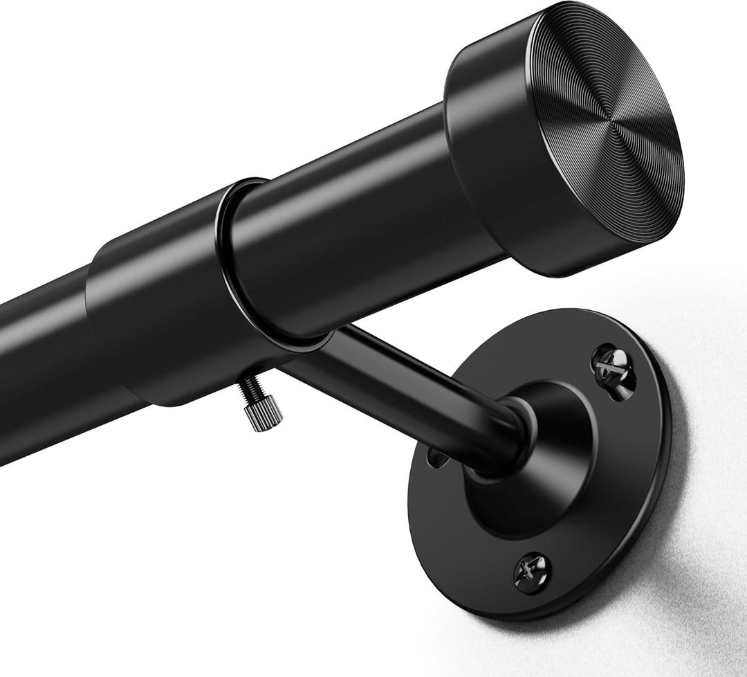 Heavy Duty Curtain Rods for Windows 20 to 86 inches, 1 Inch Diameter Adjustable Length Long Window Curtain Rod with Aluminium Finials, 60lbs Capacity