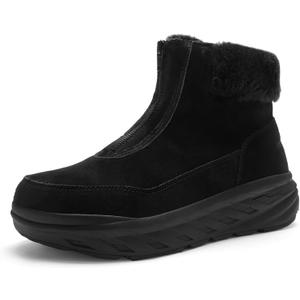 Women's Orthopedic Diabetic Wide Winter Ankle Boots: Comfortable Arch Support Plantar Fasciitis Warm Mid Snow Boots, Orthotic Casual Leather Dress Oxofrds Walking Shoes for Foot and Heel Pain, 8 Wide, K1-black