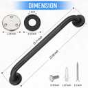 2 Pack 24 Inch Shower Grab Bars for Seniors Bathroom, Black Stainless Steel Safety Support Handles for Shower, Anti Slip Grab Bar for Bathroom, Handicap Elderly Injury Pregnant Assist Bath Handle
