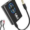 1Mii Bluetooth 5.3 Transmitter Receiver for TV to Wireless Headphones, Dual Link aptX Adaptive/Low Latency/HD Audio, Aux Bluetooth Audio Receiver Adapter for Home Stereo, Airplane, Boat, Gym (Black)