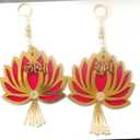 Handmade Wall Decor Lotus with jhumki Style Hanging for Home Decor, Diwali Decor, Floral Wall Hangings for Temple Decor | Pooja Room Decoration Wedding and All Festival Decor (Pack of 2 PC)