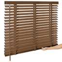 BAYUE 2" Cordless Real Wood Blinds for Indoor Windows, 34" W x 48" H