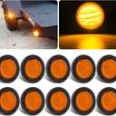 2.5" Round Amber Led Marker Lights 13LED, 10Pcs 2.5 Inch Round Led Trailer Marker Lights Clearance Lamps Sealed Flush Mount w/Rubber Grommets and 2 Prong Trailer Wire Pigtails Waterproof 12V