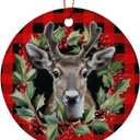 Reindeer Ornaments for Christmas Tree, 1Pcs Ceramic Christmas Ornaments Red, Christmas Tree Hanging Decor