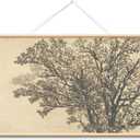 VIYYIEA Extra Large Canvas Wall Art 36x54 Inch Vintage Tree Sketch Landscape Hanging Scroll, Rustic Nature Wall Decor Oversized Artwork for Living Room Bedroom Above Sofa