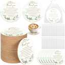 Hushee 200 Pcs Wedding Favors for Guests Bulk Cork Coasters Eucalyptus Leaves Bridal Shower Thank You Gifts Wedding Souvenirs for Guests Thank You for Celebrating with Us Natural Wooden Coasters