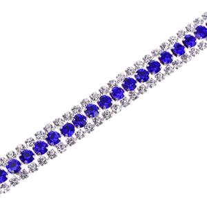 uxcell 2 Yards 3 Rows Rhinestone Chain, 8.5mm Bling Crystal Close Claw Chain Trim for DIY Jewelry, Clothing, Bags, Shoe Decoration (Silver, Sapphire Blue, White)