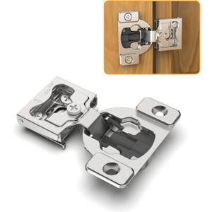 Chibery 4 Pack 1/4" Small Overlay 4D Concealed Hinges for Face Frame Door, Soft Close On/Off Switch, Self Closing, 105 Open Angle Concealed Stainless Steel Hinges for Framed Cabinet, Satin Nickel