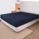 Queen Size Fitted Sheet Only - 4-Way Stretch Knit, Snug Fit, Wrinkle Free & Stay in Place, No More Slipping Off for Mattress, Soft & Comfortable - Navy Blue, Queen (Queen/Short Queen/Queen XL)