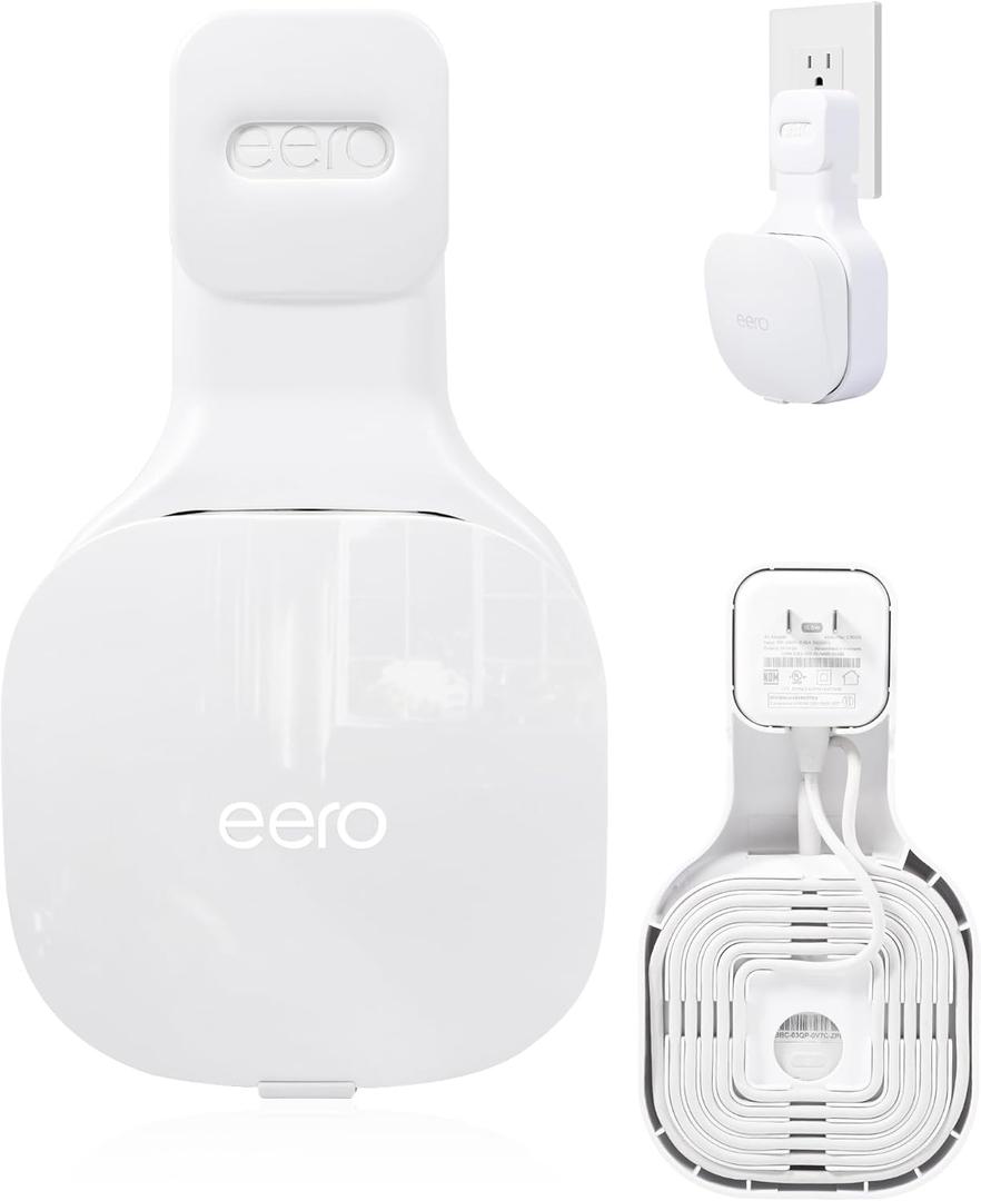 LIGHTMEUP Outlet Wall Mount Only Compatible with eero Mesh WiFi Router & 15W Adapter - Device Compatibility Check Required (Model No.J010001) - No Messy Wires Screwless Holder Stand Bracket 1 Pack