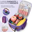 Genteen Kids Lunch Box, Lunch bag for Girls Teen,Insulated Soft Mini Cooler with Bottle Holder, Lightweight Reusable East-Clean LunchBox Back to School, Purple
